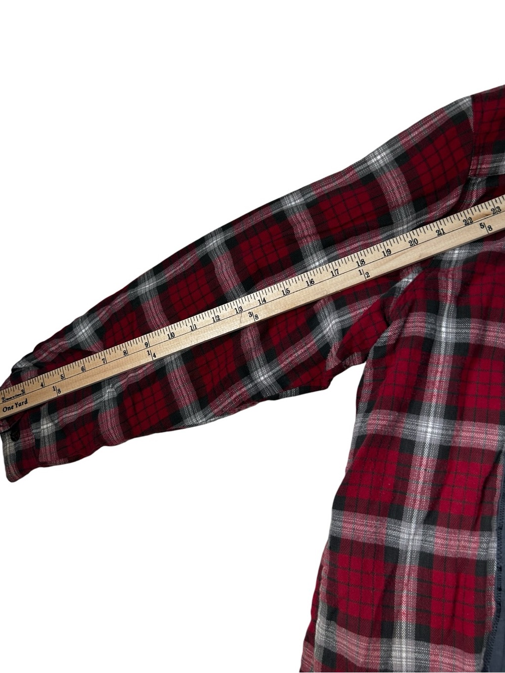 Red Plaid Flannel Jacket with Deadpool Back Patch - "Believe In Yourself" Size L - Picture 6 of 8